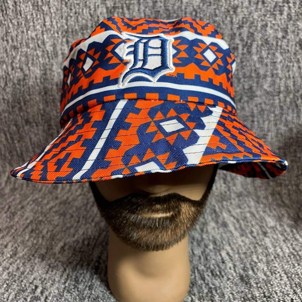 Detroit Tigers National Coney Island Bucket Hat‎ Mens OS Orange Blue Aztec Print